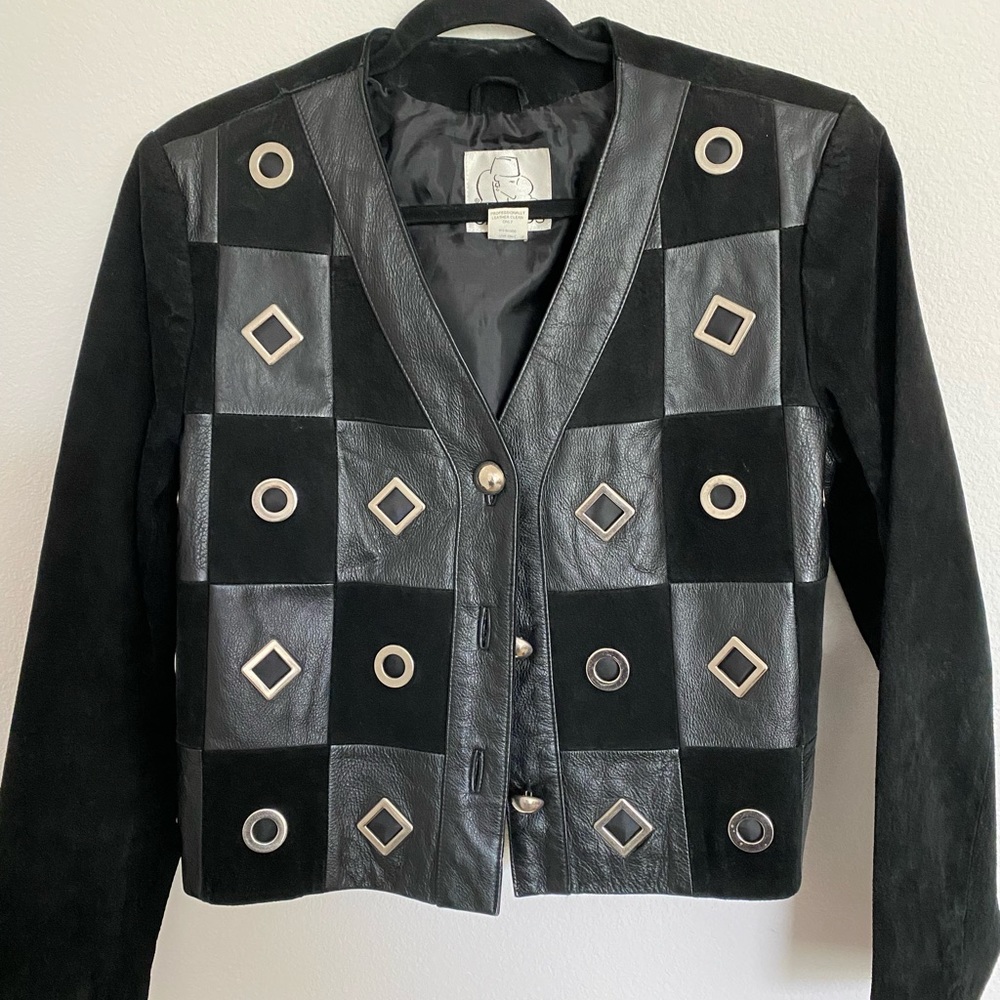 Gantos Vintage 100% black leather jacket size medium